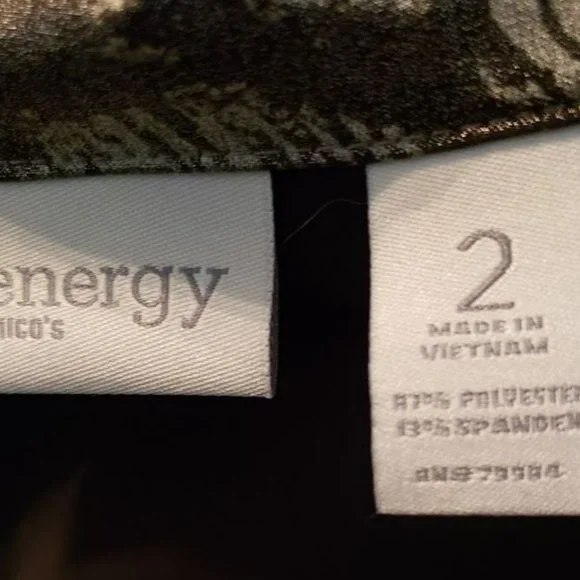 Chico's SZ 2 (L) Women's Blazer Jacket Zip up Black Gray Camouflage Mar… - Picture 4 of 5